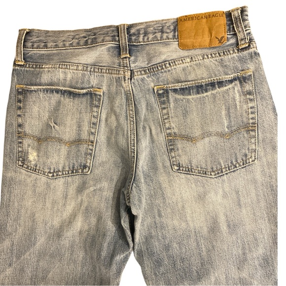American Eagle Jeans Men’s 31X31 Blue Bootcut Light Wash Distressed Grunge Y2K - Picture 4 of 11